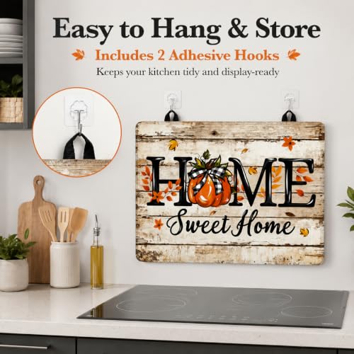 Image of Fall Stove Top Cover for Electric Stove 28 inch x 20 inch Autumn Sweet Home Pumpkin Glass Flat Heat-Resistant Top Stove Mat for Kitchen Ceramic Countertop Oven Induction Cooktop