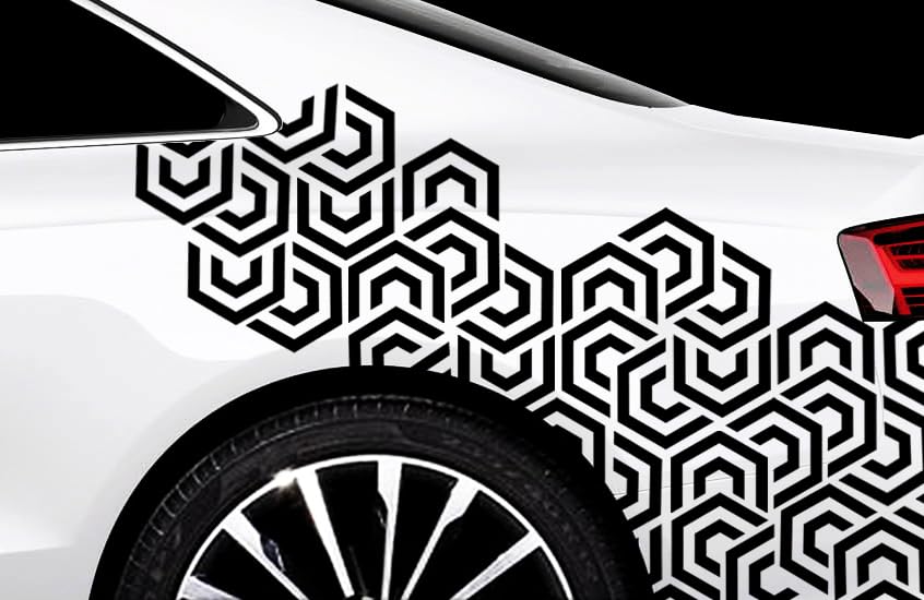 HR-WERBEDESIGN Lot D'autocollants Hexagon Pixel Cyber Camouflage XXL Pour Voiture
