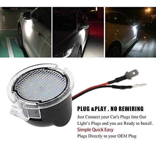 Image of LED Puddle Lights Side Under-Mirror Lamp Assembly Replacement for Ford F-150 Expedition Explorer Edge Mondeo Taurus Everest Lincoln Mercury,2 Pcs (white)