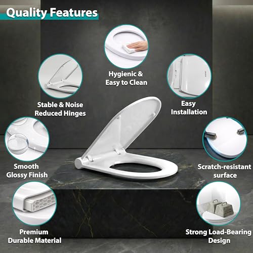 Image of WASSMIST Toilet Seat Cover Set (Soft Close) Durable Toilet Seat Cover | Premium Finish