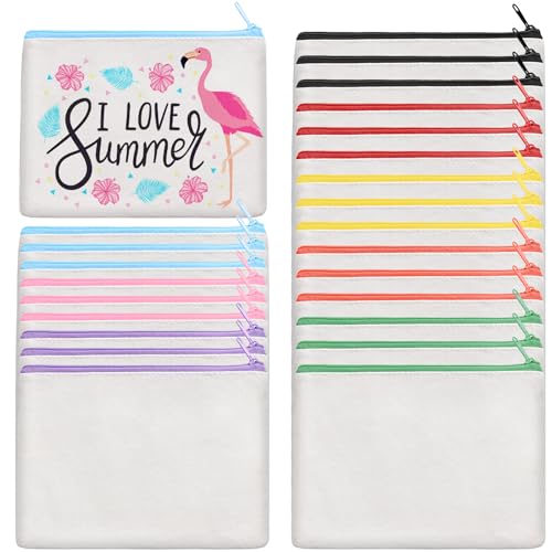 Amdaily CBC24P 24 Pcs Sublimation Blank Canvas Makeup Bags cover