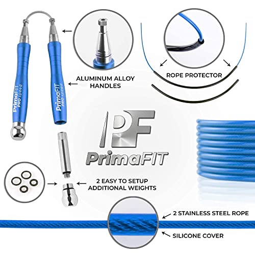 PrimaFIT Pro Speed Skipping Rope Adult Fitness for Men Women Weighted Jump Rope 3m Adjustable Self-Locking Aluminium Boxing Gym MMA Crossfit Workout Spare Cable Weights Protectors Carry Bag - Image 5