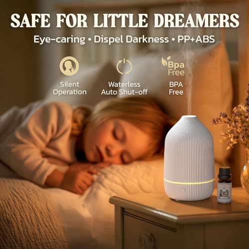 Essential Oil Diffuser, 100ml Aromatherapy Diffuser, Mini Ultrasonic Diffuser for Essential Oil, Home, Office, Cool Mist Humidifier with 7 Led Light, Auto Shut-Off, White - Image 5