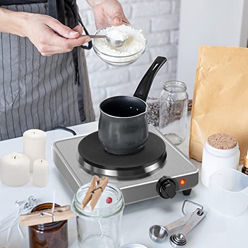 Hot Plate For Melting Chocolate, Portable Electric Stove For Candle Making, Portable Hot Plates For Cooking Keeps Moka Pot And Food Warm, Adjustable Temperature Control, Easy To Clean For Rv, Camping #TOP4