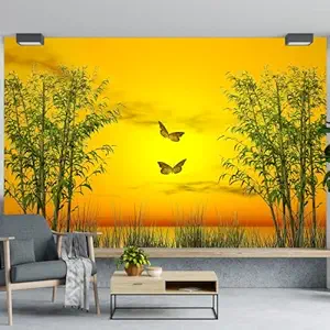 The Seven Colours Self Adhesive Wallpapers River Front and Butterflies Vinyl for Wall Decors | Floors | Flooring Roll | Home Decoration | Bedroom (120x144 Inches)