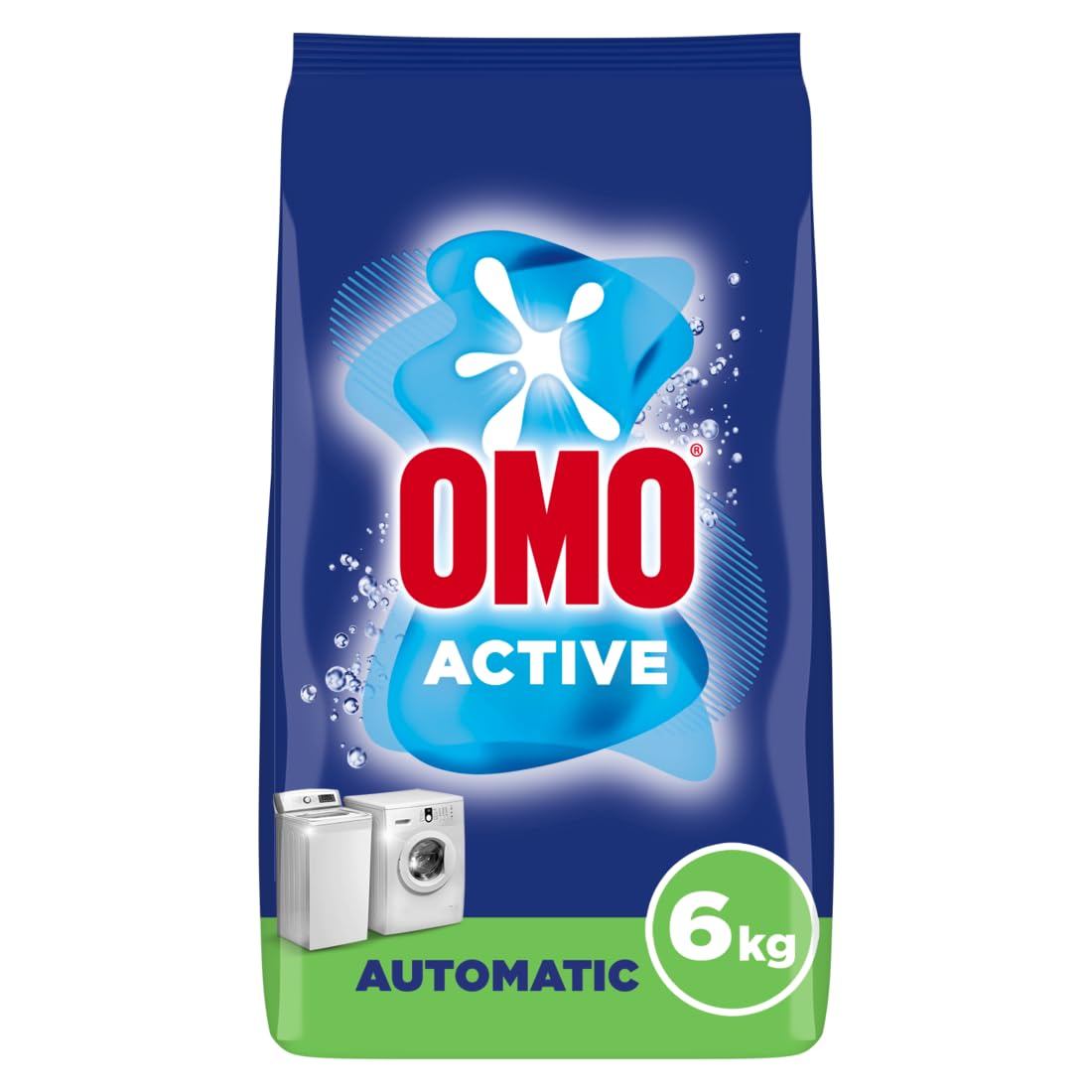 OMO Automatic Powder Laundry Detergent, Active, up to 100% stain removal in 1 wash*, 6 Kg , Packaging may vary