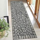 Runner Rug Washable 2x6 Cobblestone Arched Pavement Road Courses Sidewalk Seamless Non-Slip Hallway Area Rug Indoor Outdoor Home Decor for Entryway Bathroom Kitchen Carpet Yoga Floor Mat