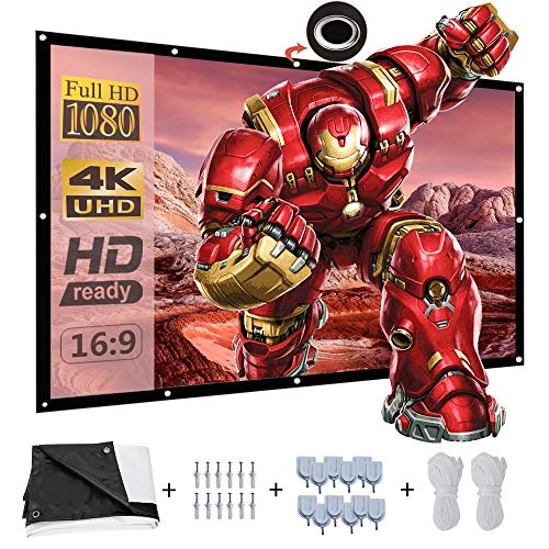 Projector Screen[2019 Upgraded] 120 inch 16:9 HD 4K Movies Screen Highbrightness Portable Widescreen