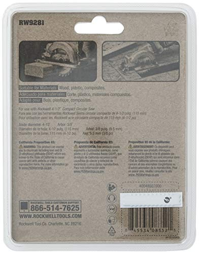 Rockwell RW9281 4 1/2-Inch 24T Carbide Tipped Compact Circular Saw Blade - image 5