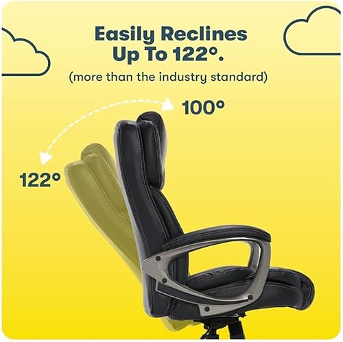 Miniatura 41 de Serta Silla de computadora ergonómica ajustable para oficina ejecutiva con almohadas corporales en capas, borde de asiento de cascada, cuero Blanco