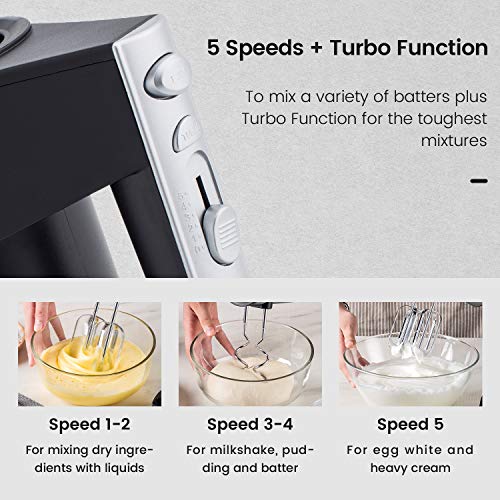 Buy Hand Mixer Electric, 5Speed Ultra Power Kitchen Mixer Handheld Mixer With Dustproof Cover