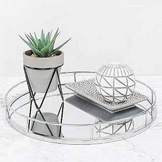 Biznest Silver Round Mirror Tray D37.5Cm X H4.5Cm