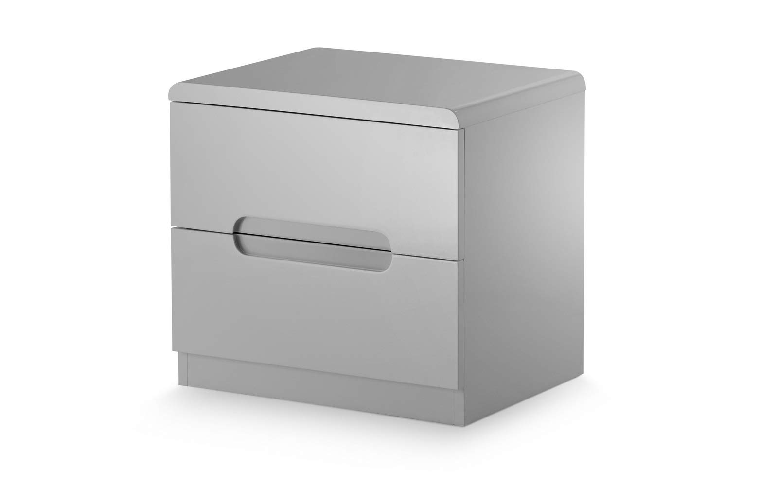 Julian Bowen Manhattan 2 Drawer Bedside - Grey High Gloss Bedsides
