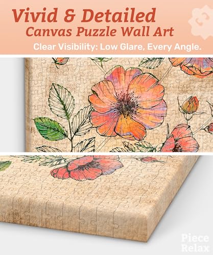 Rompecabezas PieceRelax para Pared en Lienzo, 366 Piezas de Plástico para Adultos - Rosa Salvaje Retro - Regalo Único y Decoración para el Hogar con Arte en Rompecabezas para Sala y Dormitorio [HN1301] miniatura 3
