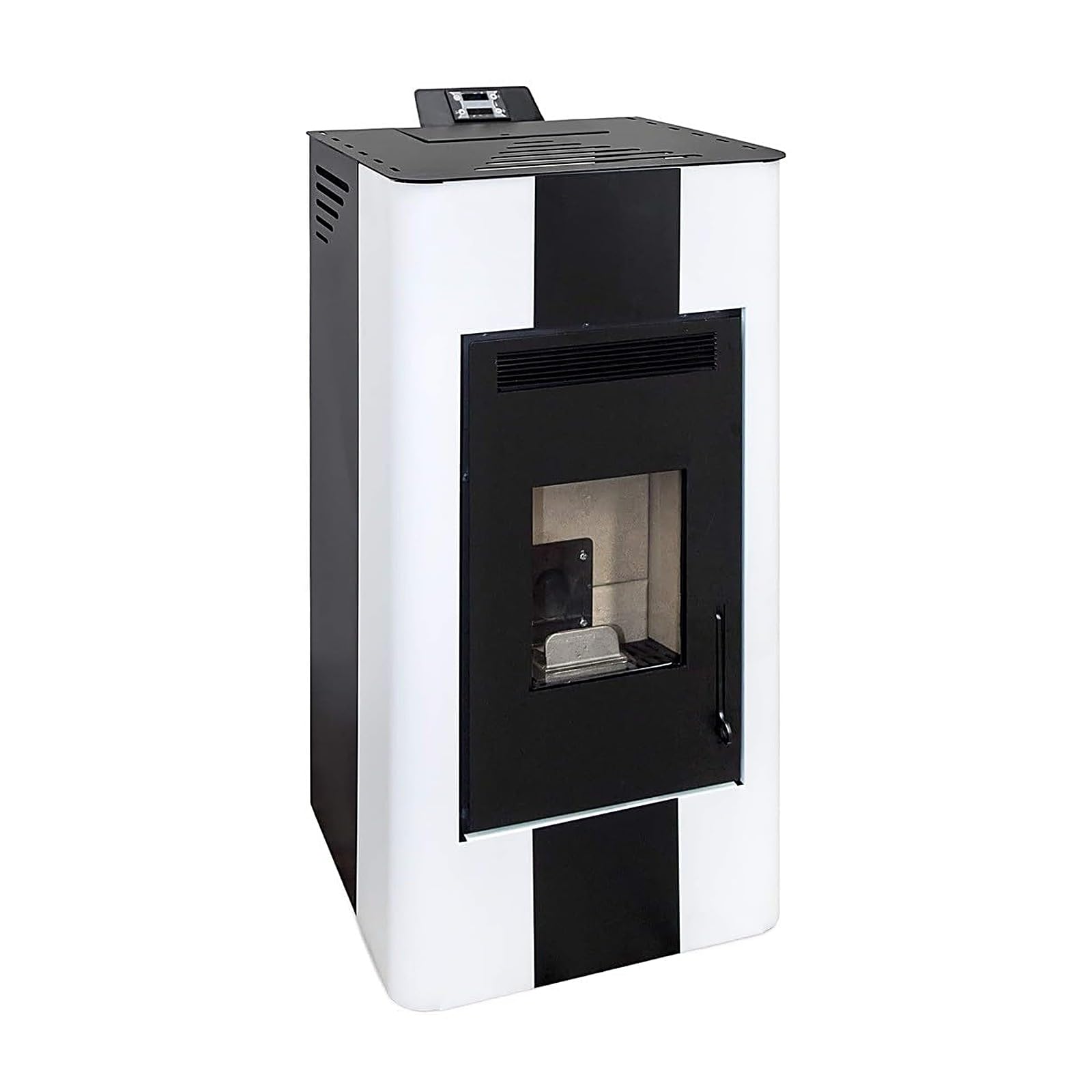 EIDER BIOMASA - Stufa a pellet 15 Kw ENERGY CANALIZZATA - Basso consumo - 15 kg Capacità - Silenziosa - Vetro pulito - Autonoma - Copre 320 M3 - Design bianco