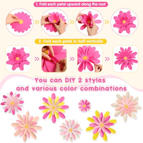 Image of MotiMind 18 Pcs Paper Flowers Decorations for Wall DIY Flower Bulletin Board 3D Paper Floral Backdrop Decoration Photo Backdrop Classroom Back to School Birthday Party(Elegant Color,6 inch 8 inch 10 inch)