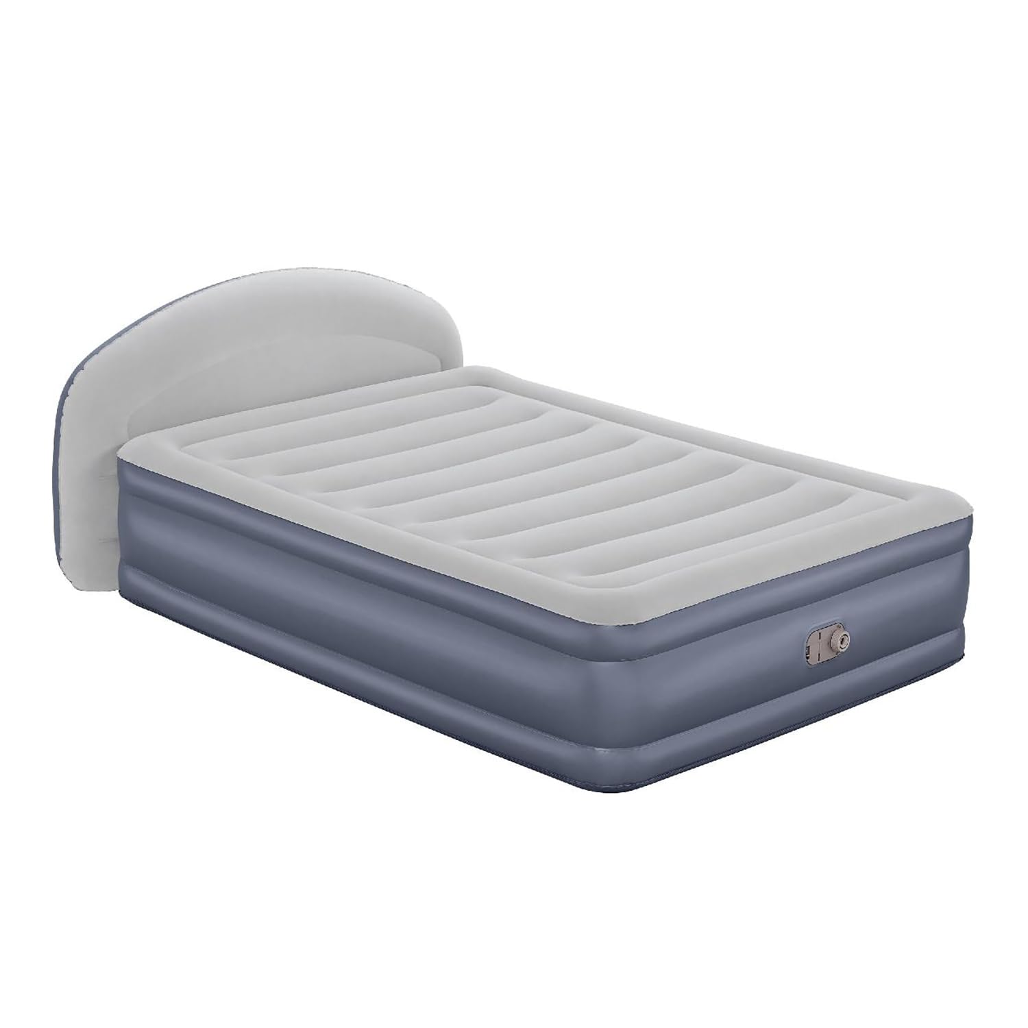 Bestway 671BD Materasso Matrimoniale Queen Tritech LoungeLux con testiera e Pompa CA Incorporata, 2.29 m x 1.52 m x 84 cm, Blu