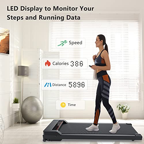 Walking Pad Desk Treadmill, Portable Under Desk Treadmill Walkstation Installation Free, With Foldable Wheels, Remote Control, Walking Jogging Running Machine, Led Display For Home/Office,Black #TOP4