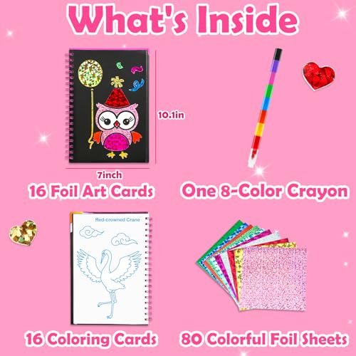 Image of FUNNYB&G Mess-Free Foil Art Craft for Girls Ages 4-10, Kids Birthday Gift