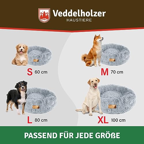 Veddelholzer Ø 60 cm (S) Hellgrau Hundebett Katzenbett Hundekissen Hundebetten in Mehreren Größen Hundebett große mittelgroße kleine Hunde waschbar in hellgrau und dunkelgrau für alle Hunde & Katzen