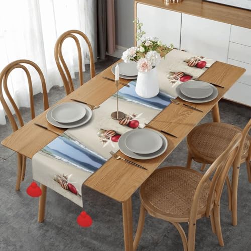 Chemin de table macramé avec pompons pour décoration de table de Noël - 2