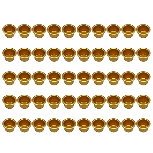 BYUTFA Candlestick 50pcs Mini Metal Candle Holder Set of 50, Gold Aluminum Candelabra for Festive Decorations Simple Home Ornaments