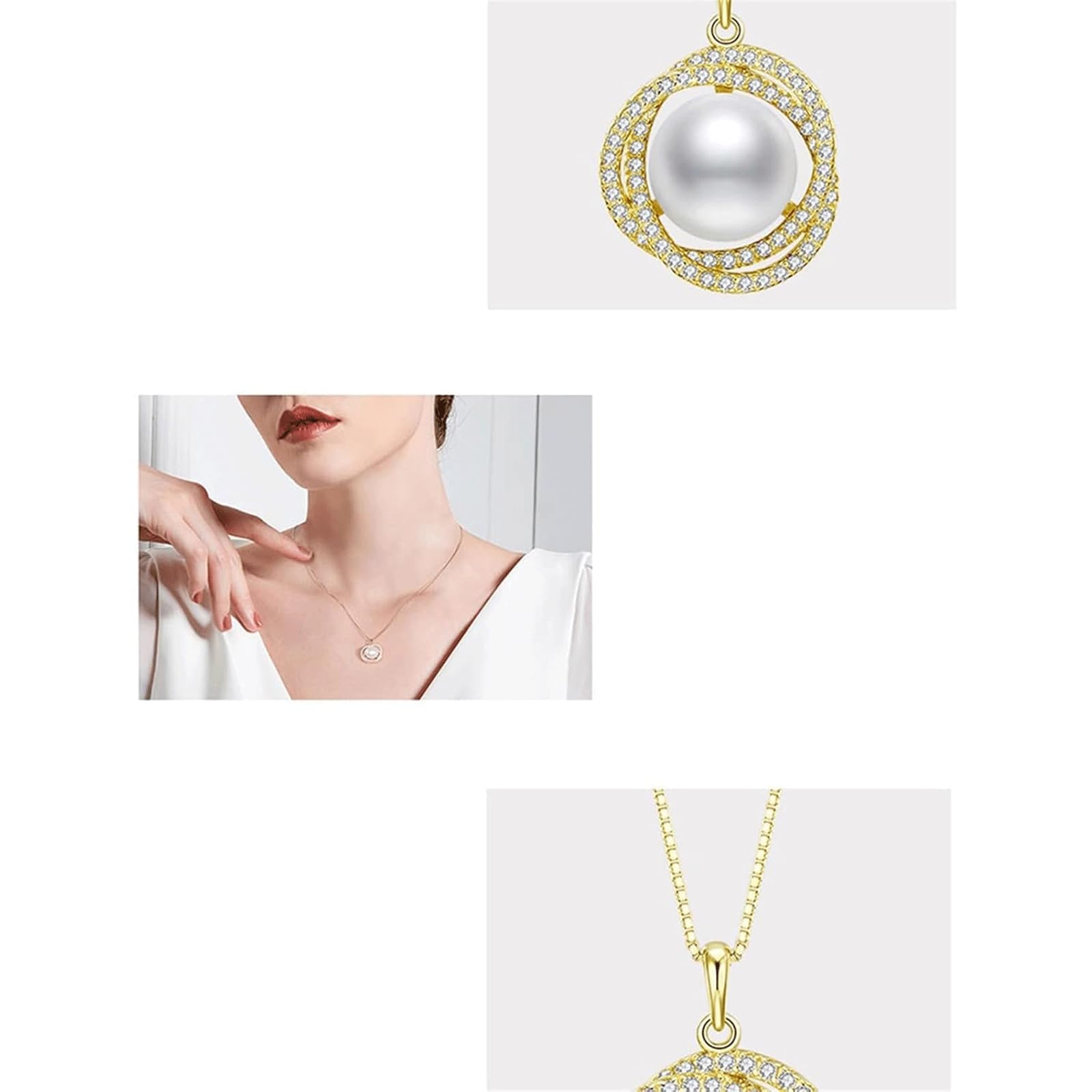 Delicato Presente 925 Necklace Silver Neckace Regali per la Collana per Farina di Perle d'Acqua Dolce