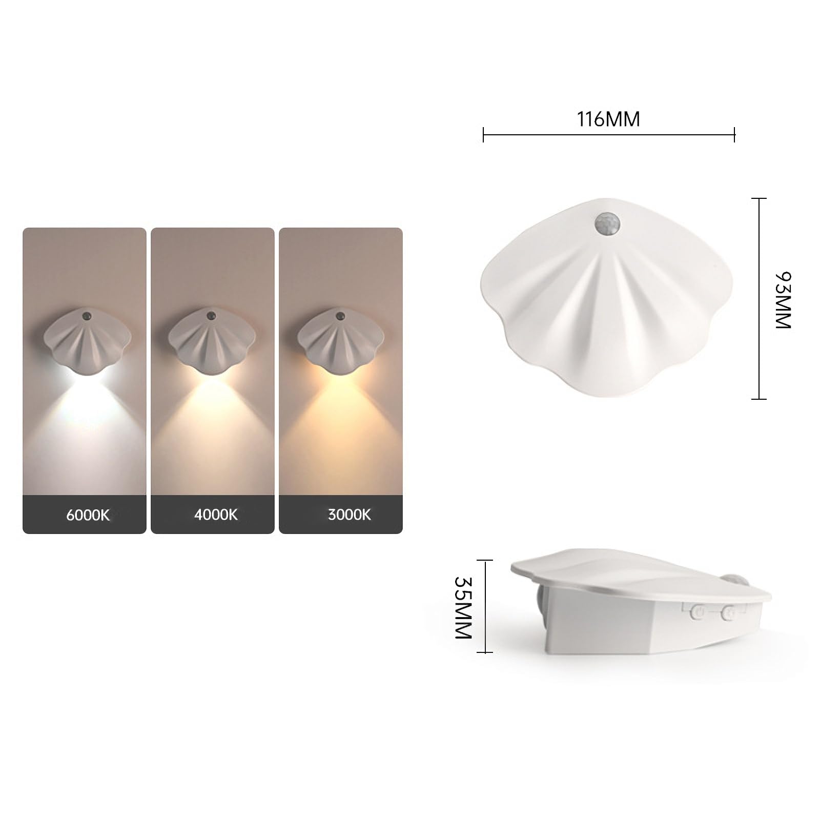 Amazon.co.jp : Sakura センサーライト usb充電式 足元灯 貝殻 人感  