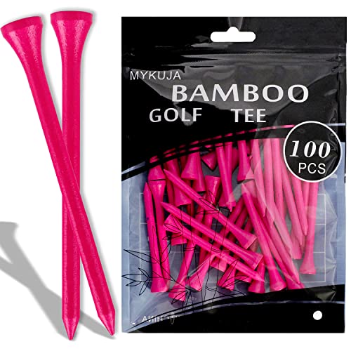 MYKUJA Bamboo Professional Golf Tees-Pink Golf tees-100Pcs Pack-...