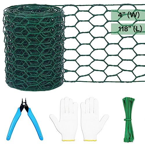 Image of Floral Chicken Wire for Craft,4 x 118 Inch Lightweight Galvanized Hexagonal Chicken Wire Netting, 2mm Thickness Chicken Wire Fence for Garden Poultry, Chicken Wire Mesh with Gloves, Wire Ties, Plier