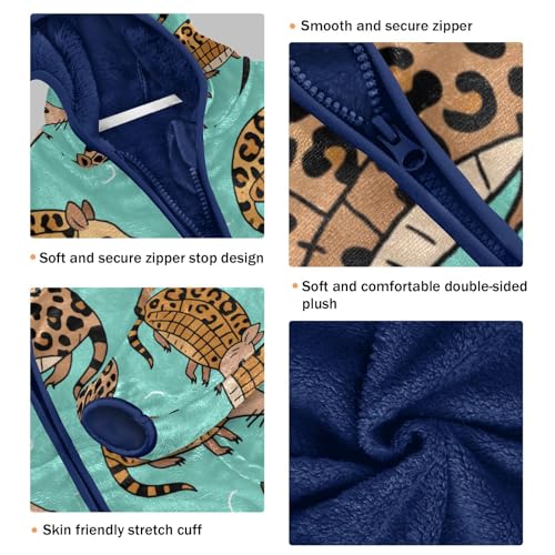 Armadillo Animal Print with Dot Toddler Fleece Jacket Girl Boys Hooded Fleece Jacket Coat Warm Outwear Zip-up 3-10T3