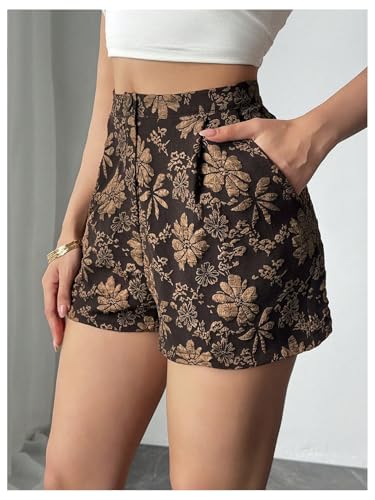 Floerns Women's Floral High Waisted Shorts Straight Leg Short Pants with Pocket2