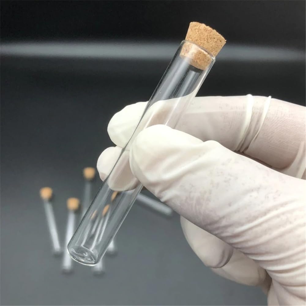 Laborausstattung und -bedarf 50 teile/paket 12x100mm Flachen Boden Transparent Glas Reagenzglas Mit Korken for Labor Experiment