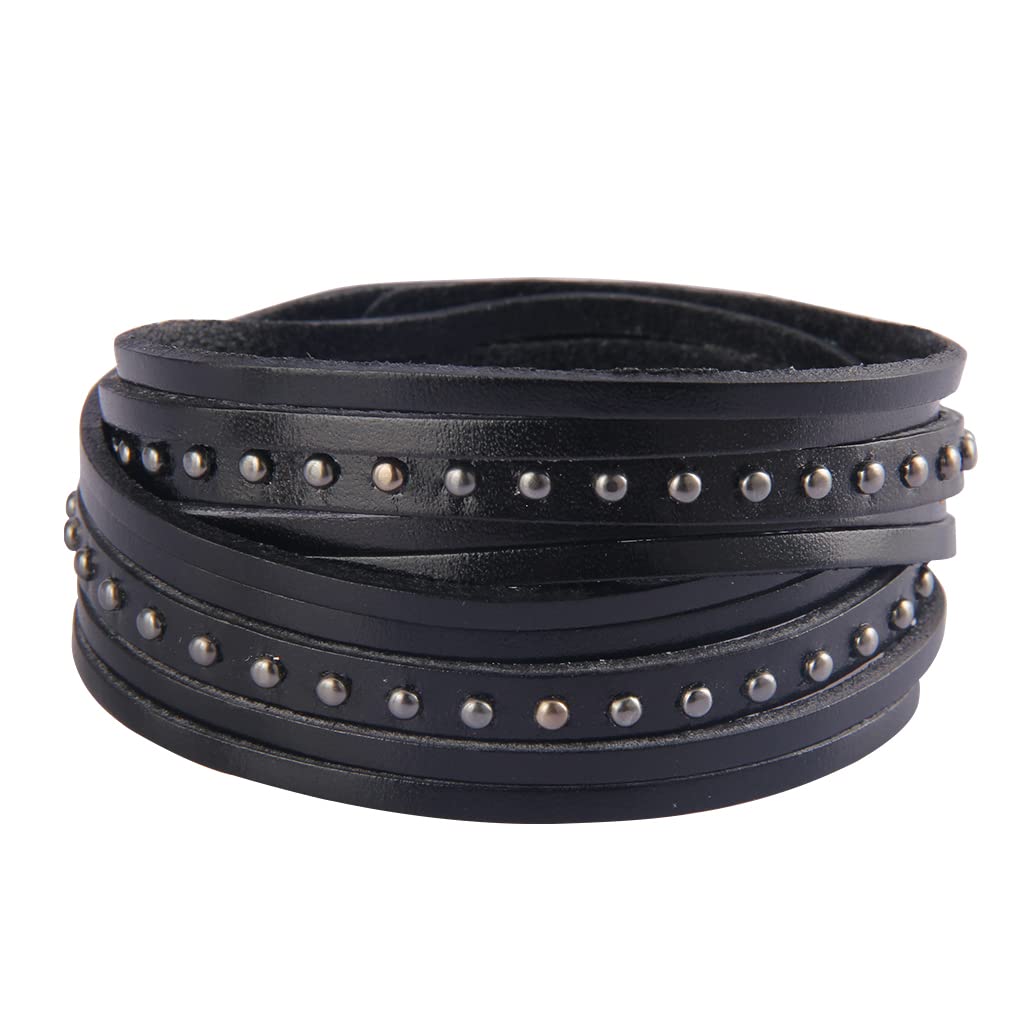 GelConnie Punk Leather Cuff Bracelet Adjustable Straps Wrap Bracelets Arm Armor Cuff Gothic Leather Wristbands for Men, Women