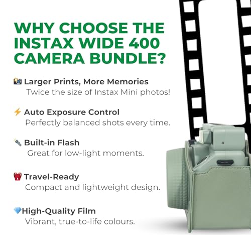 Instant Camera Bundle with Fujifilm Wide 400 Camera, Case, 40 Shot Film, Album, Filters, Frame and Stickers - Image 5