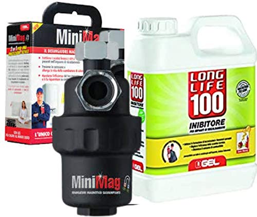 Defangatore Magnetico Sottocaldaia SalvaImpianto MINIMAG L'UNICO con 1LT di Inibitore LONG LIFE 100