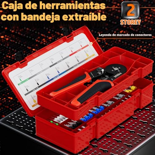 Miniatura 7 de Peba Kit De Crimpadora Terminales Electricos, Terminales Alicates 0.08-10.00 Mm Con 21 Clases De Punteras Electricas, Engarzadora De Crimpado Alicates - Para Terminales Preaislados