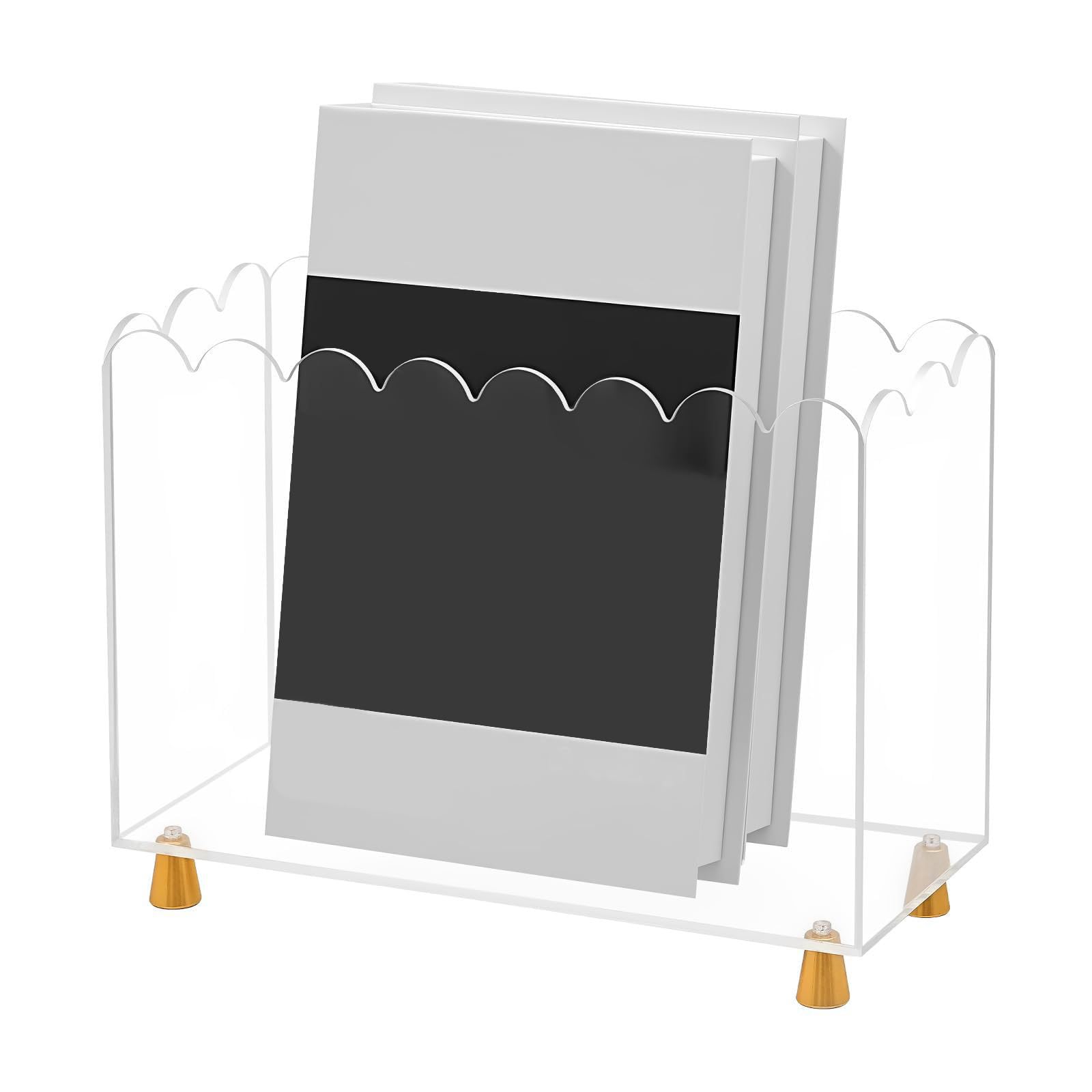 Portadocumenti superiore Scaffale in acrilico per riporre libri, cartelle e riviste con piedini rialzati decorativi sugli scaffali Portadocumenti da tavolo Selezionatore carta in acrilico da