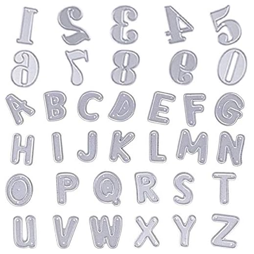 Matrices de Découpe A-Z Alphabets 0-9 Numéros, U-horizon Lot de 2 Matrices de découpe, Cutting Dies Pochoir à découper en métal pour Scrapbooking, Album Photo, Papier de décoration