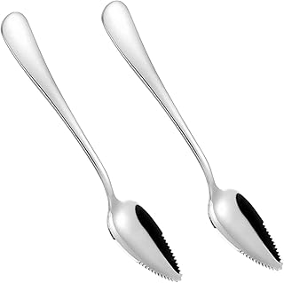 Dreamil Grapefruitlöffel 2 Stück Obstlöffel Edelstahl Kiwilöffel Spülmaschinenfest mit Gezacktem Rand Dessertlöffel Fruchtlöffel