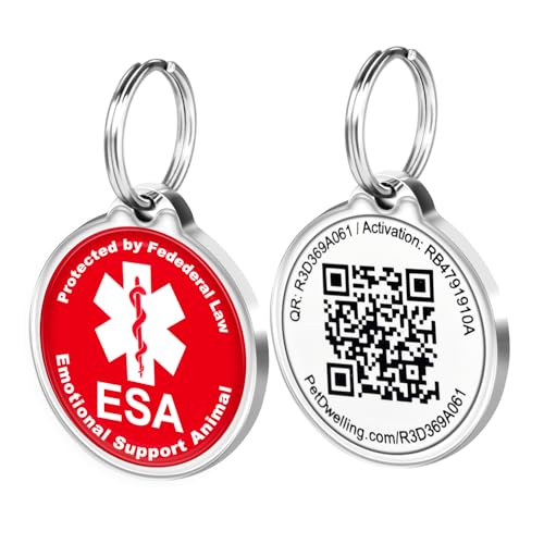 Pet Dwelling ESA QR Code ID Tags - Dog Tags- Cat Tags: Instant Online ESA Profile Access and Scan Location Email Alerts