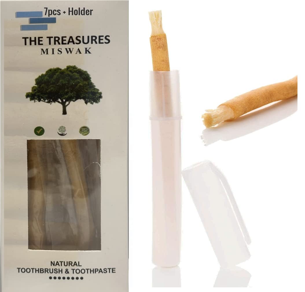 Miswak Stick 7 Pcs with Holder Teeth Cleaning Sticks Sewak Siwak Natural Toothbrush Organic Cleansing Disinfectant Whitening