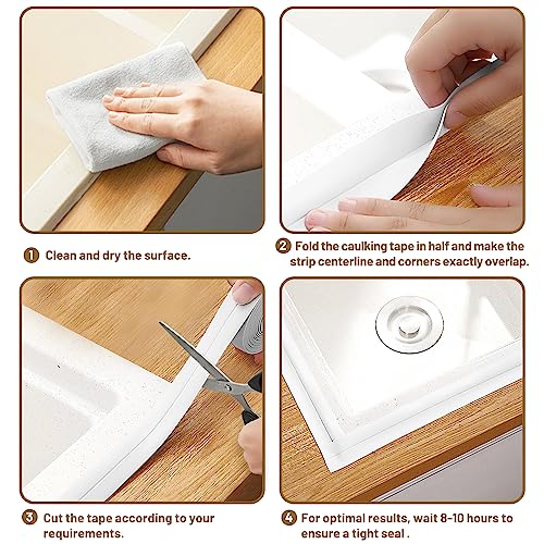 Image of Fixmend Caulk Tape Waterproof Self Adhesive, White Toilet Sealing Strip