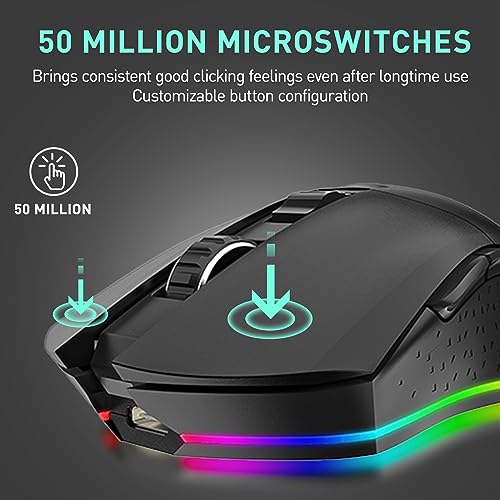 Image of DAREU EM901X Wireless Gaming Mouse with Charging Dock Rechargeable RGB,12K DPI,7 Programmable Buttons High-Precision Sensor [300IPS] [1000Hz] for PC Notebook Mac