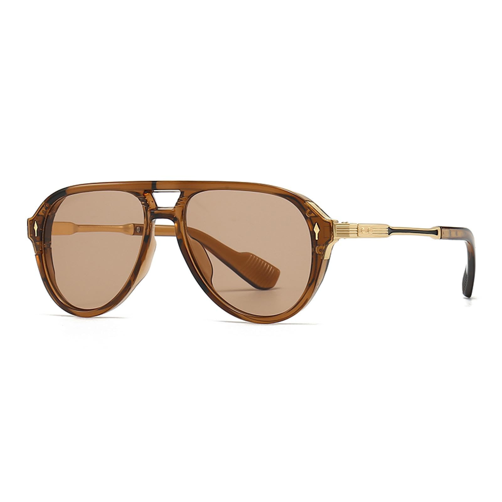 Okulary przeciwsłoneczne męskie Aviator Retro Double-brorgon Square Frame