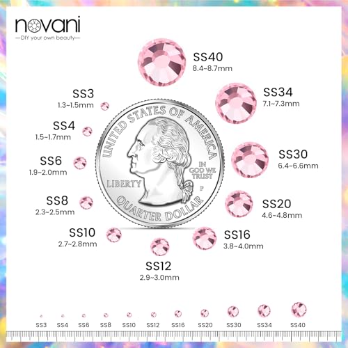 Image of Novani Crystal Rhinestones, Flatback Loose Gemstones 1440pcs Glass Rhinestones for Clothes Shoes Crafts Makeup Nail Art and DIY Decorations(SS6, Pink)