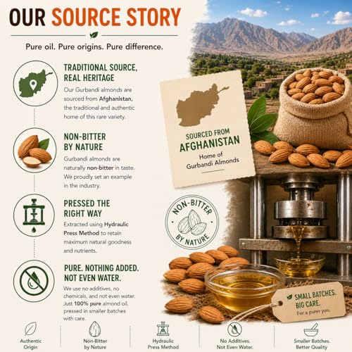 Image of H&O Almond Oil - 100% Pure Cold Pressed - 30 ml GLASS Bottle with Dropper - Edible