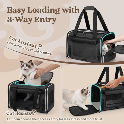 Image of rabbitgoo Cat Carrier Soft with Rollable Flap, Travel Safe for Car Airline