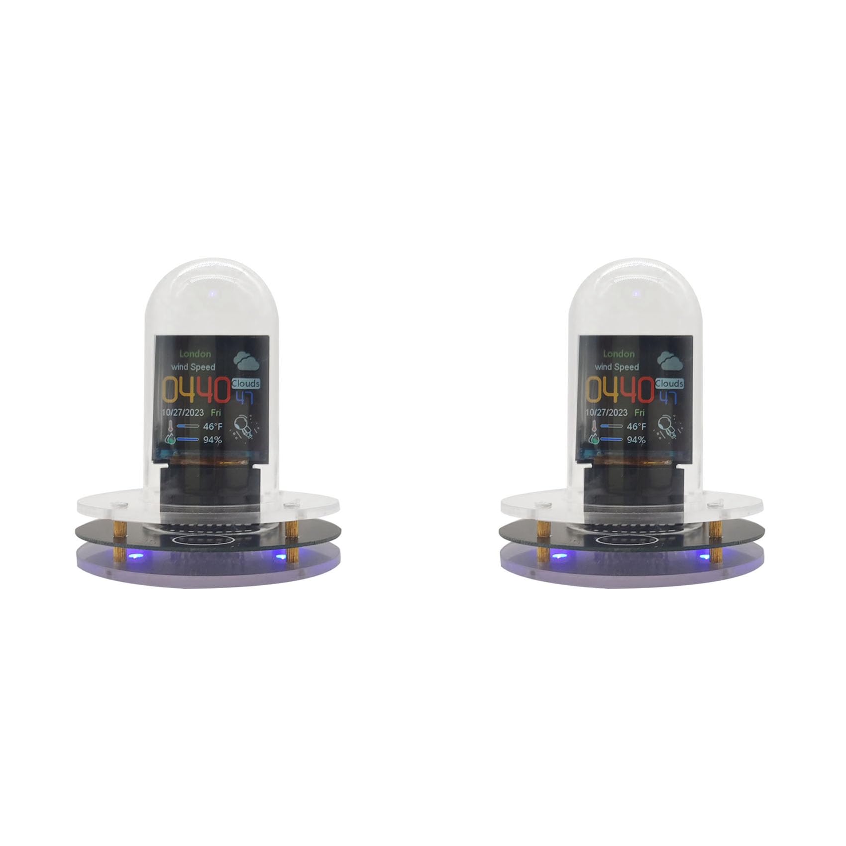 Vjsujehgy 2X RGB Nixie Tube Clock WIFI Networked LED Light-Emitting IPS Color Screen DIY Analog Digital Tube Night Light