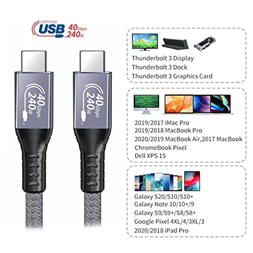 NFHK USB-IF Certification 240W USB4 Cable 40Gbps Compatible with Thunderbolt 3&4 with 100W Charging and 8K@60Hz 5K - Image 2